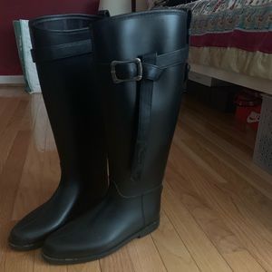 Black riding style rain boots
